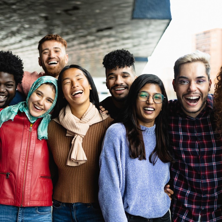 Young multi ethnic friends having fun together