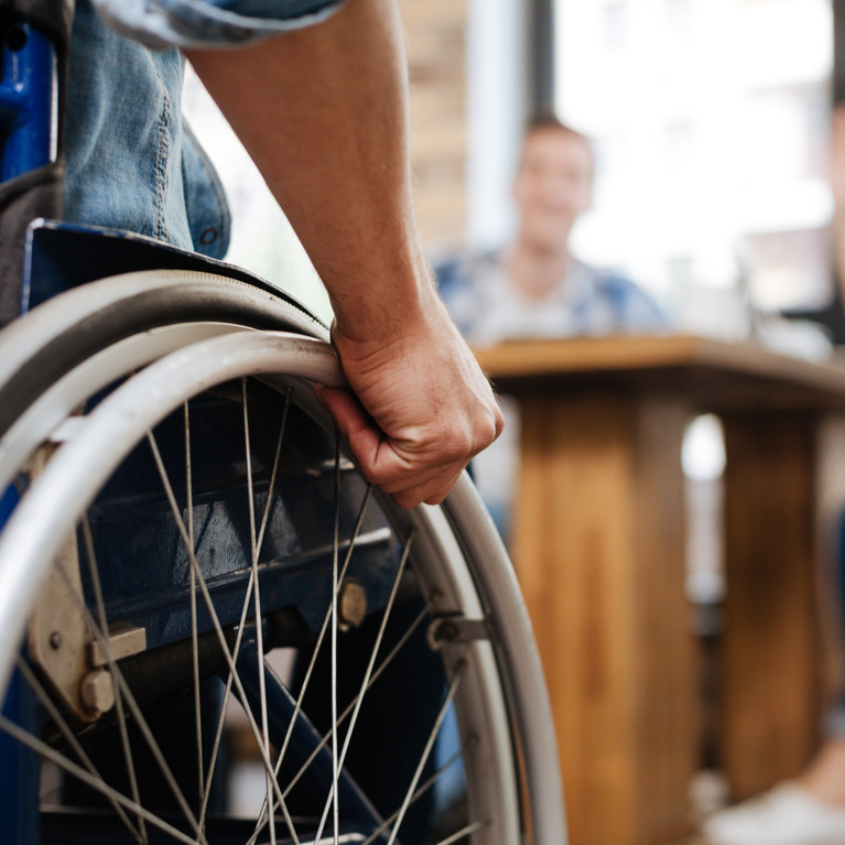 Confident handicapped man meeting his friends
By Viacheslav Yakobchuk / Adobe Stock