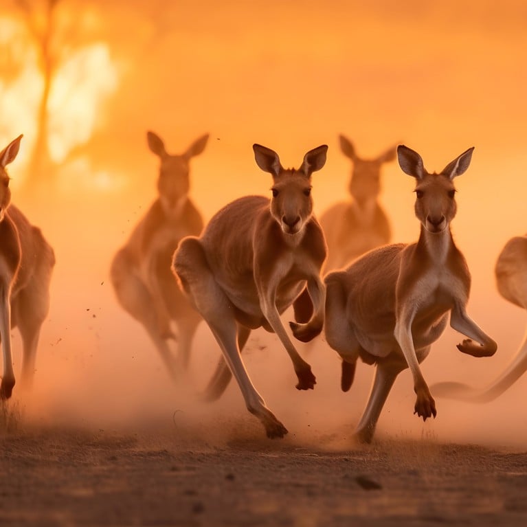 Kangaroos in bushfire