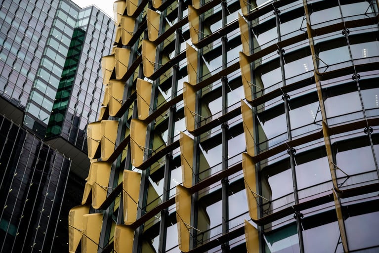 Close up photography of the architectural detail of an office block in Barangaroo, Sydney.