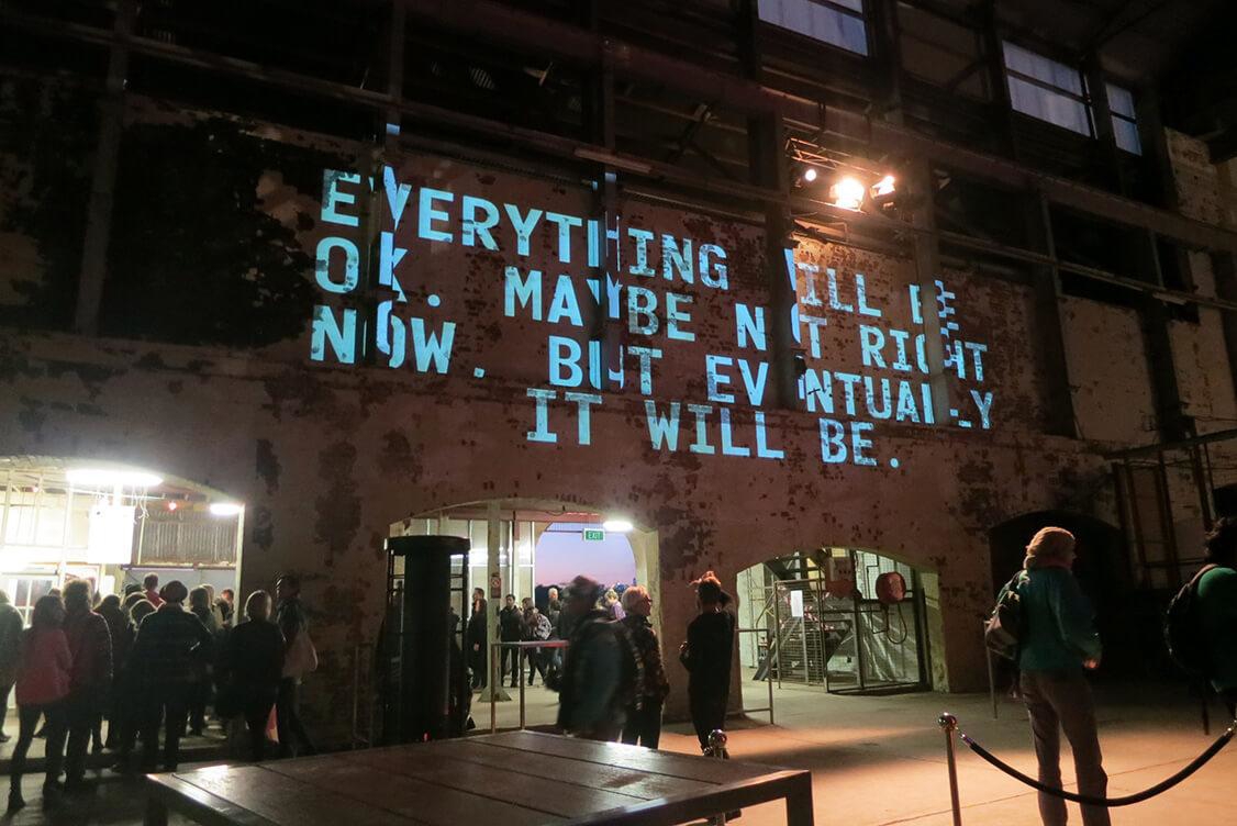 Writing projected on a wall
