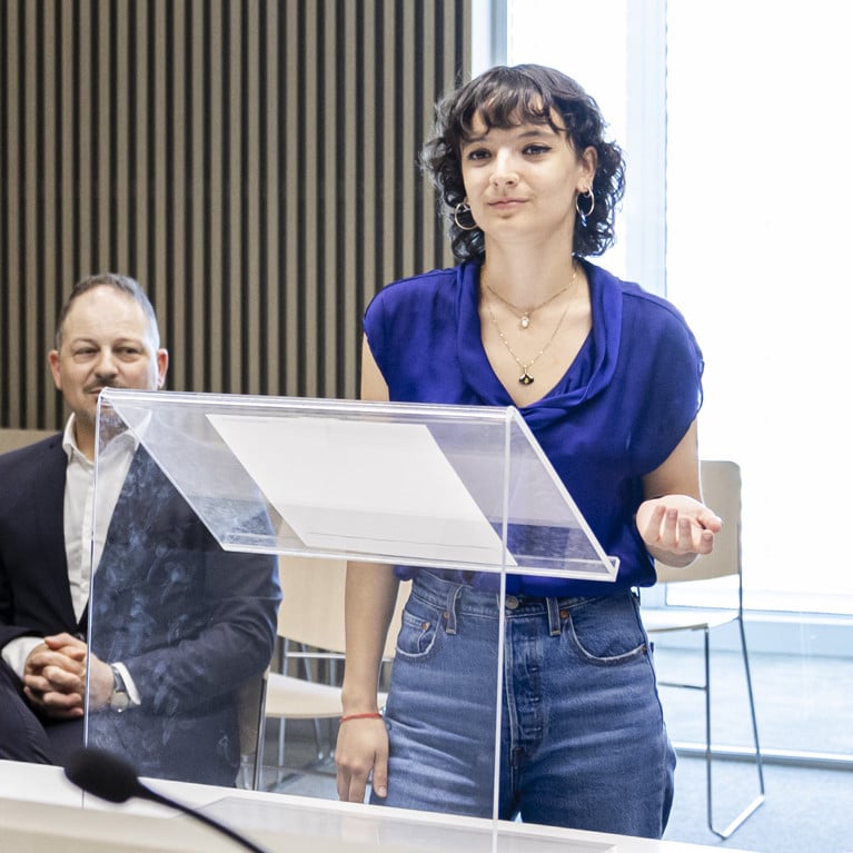 A UTS Law student presents her argument in the UTS Moot Court