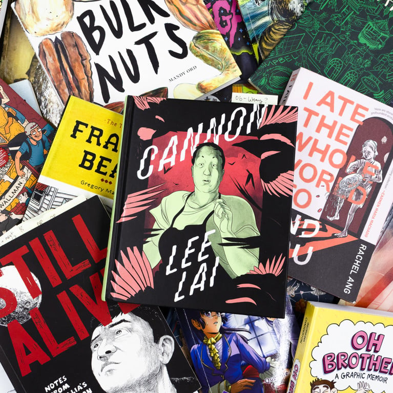 Cannon by Lee Lai at the centre of a group of graphic novels. Picture: Gabe Clark