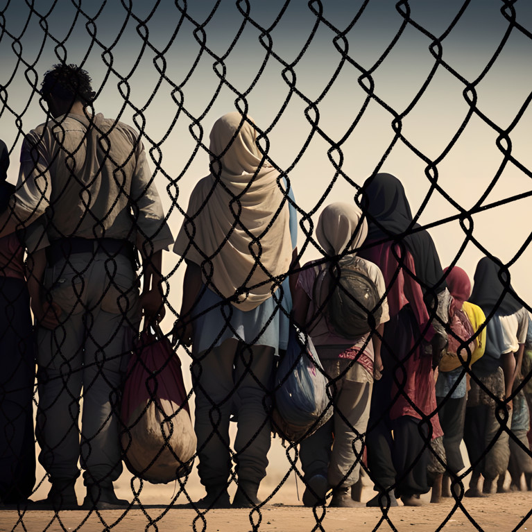 Refugees in camp