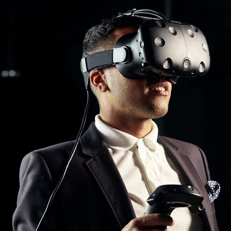 Student with a VR headset