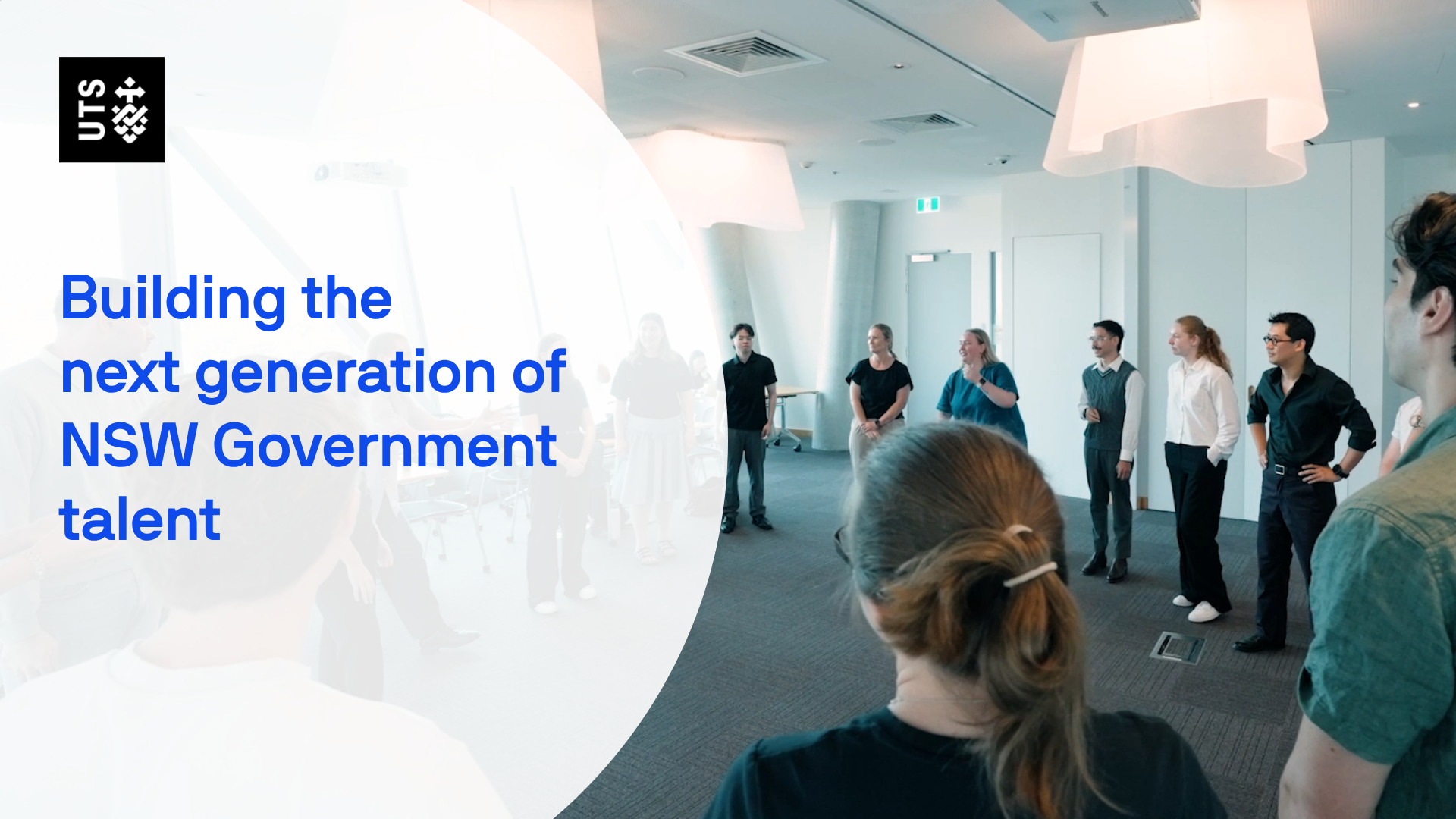 PLUS UTS Business Futures program participants stand in a circle during a workshop session
