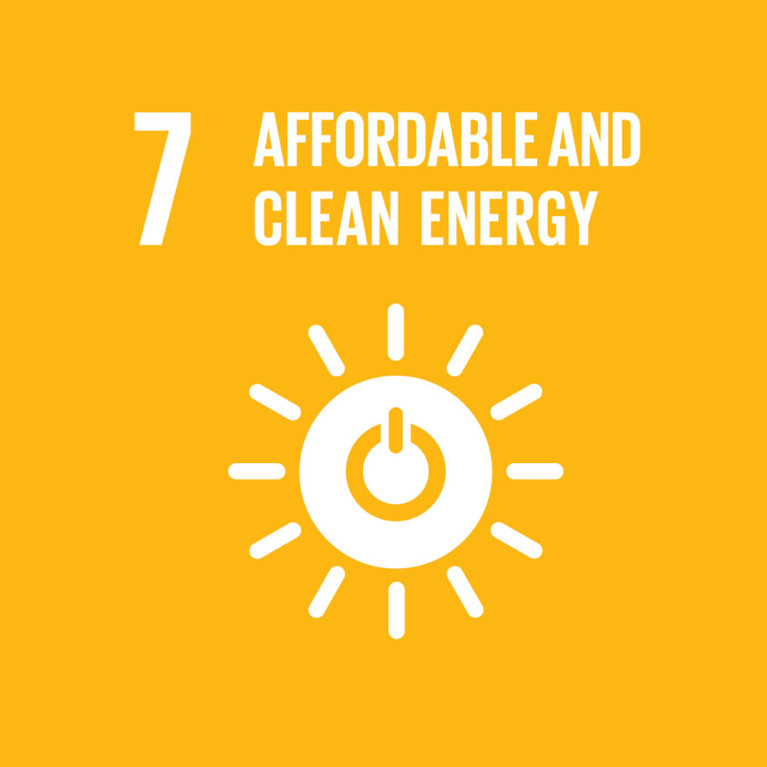 A bright yellow background with a white icon of a sun and power button. Text reads