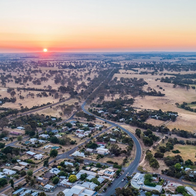 Air pollution over rural town