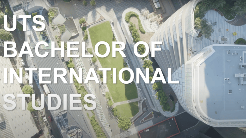 Video still for a You Tube video promoting the International Studies study area at UTS.
