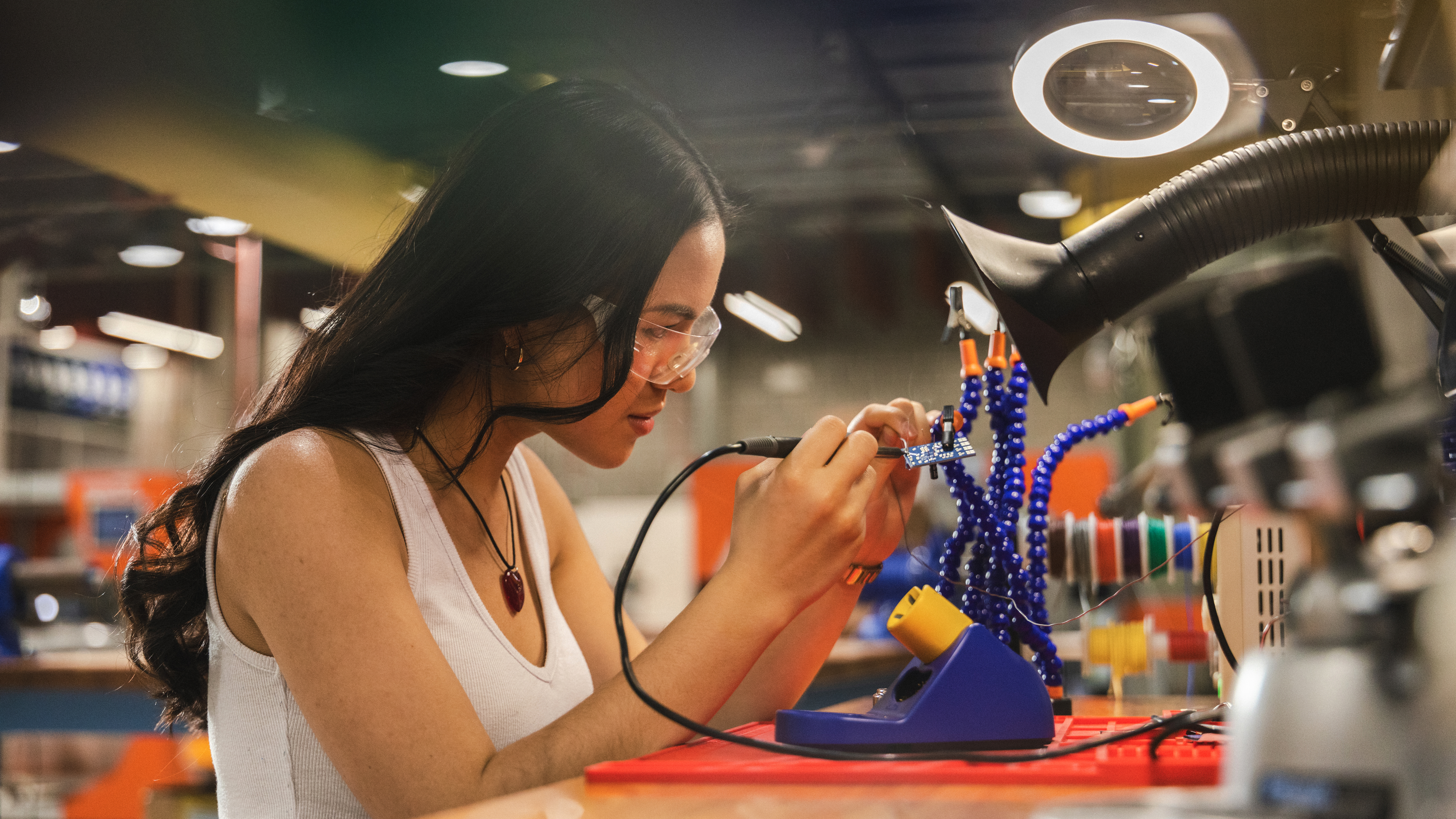 Student working in the ProtoSpace facility.