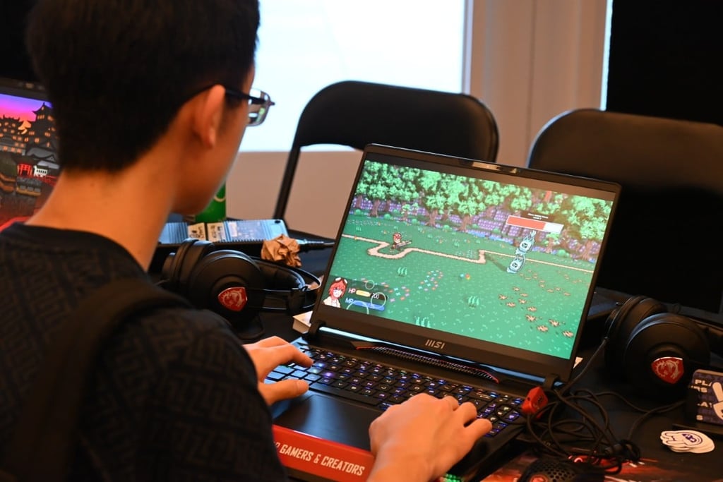 student on computer