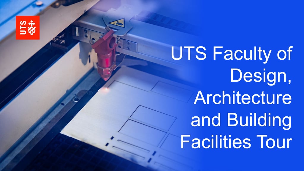 A DAB studio room with the text: UTS Faculty of Design, Architecture and Building Facilities Tour Video