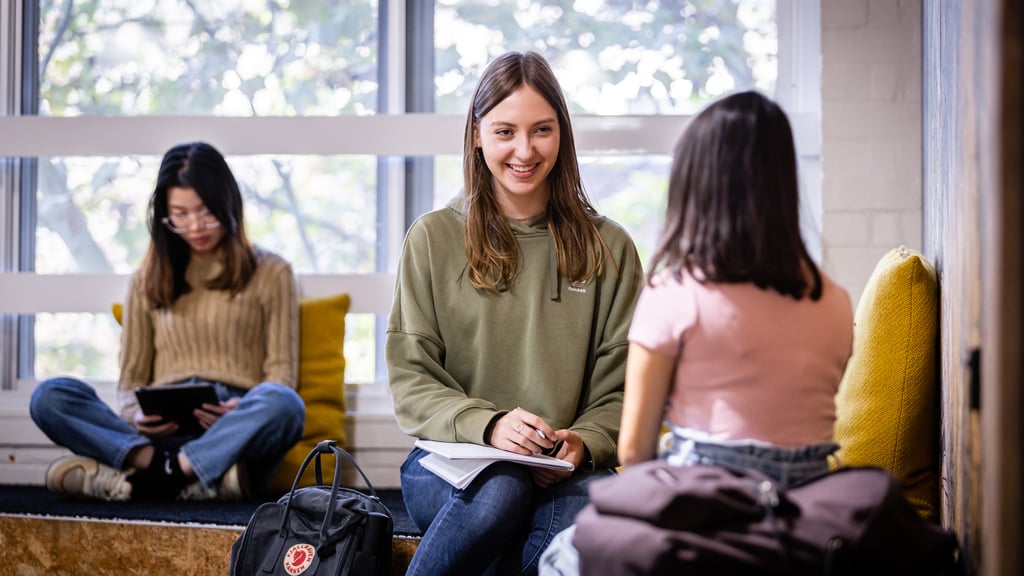 Students in a common area on campus.