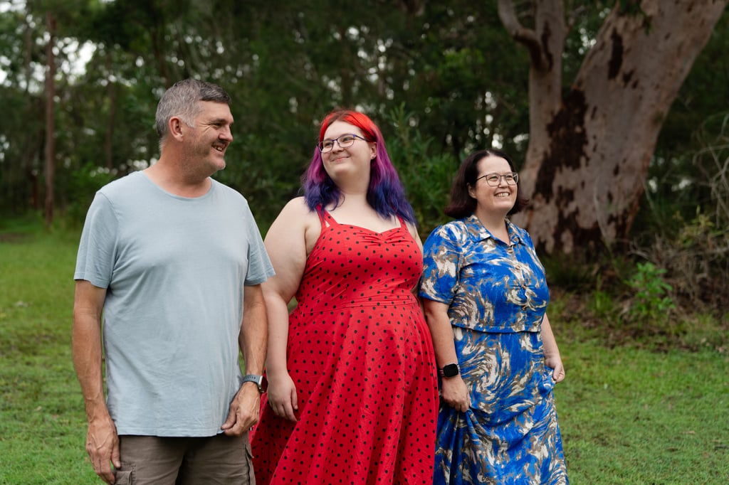 Three people in nature