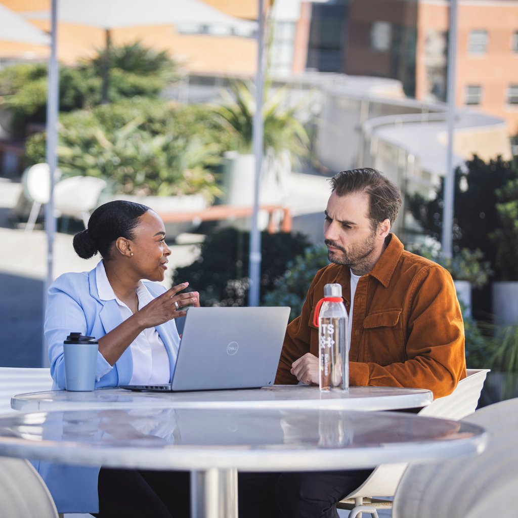 Career counsellor and student meeting on campus