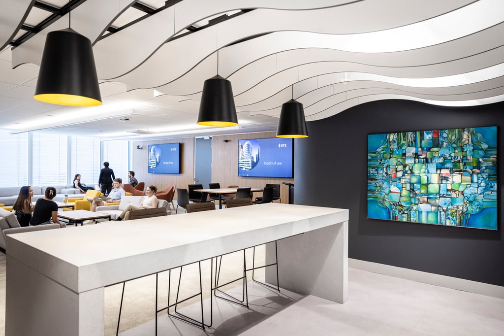 Academics and Students at Law Faculty Level 14 Postgraduate Lounge.
