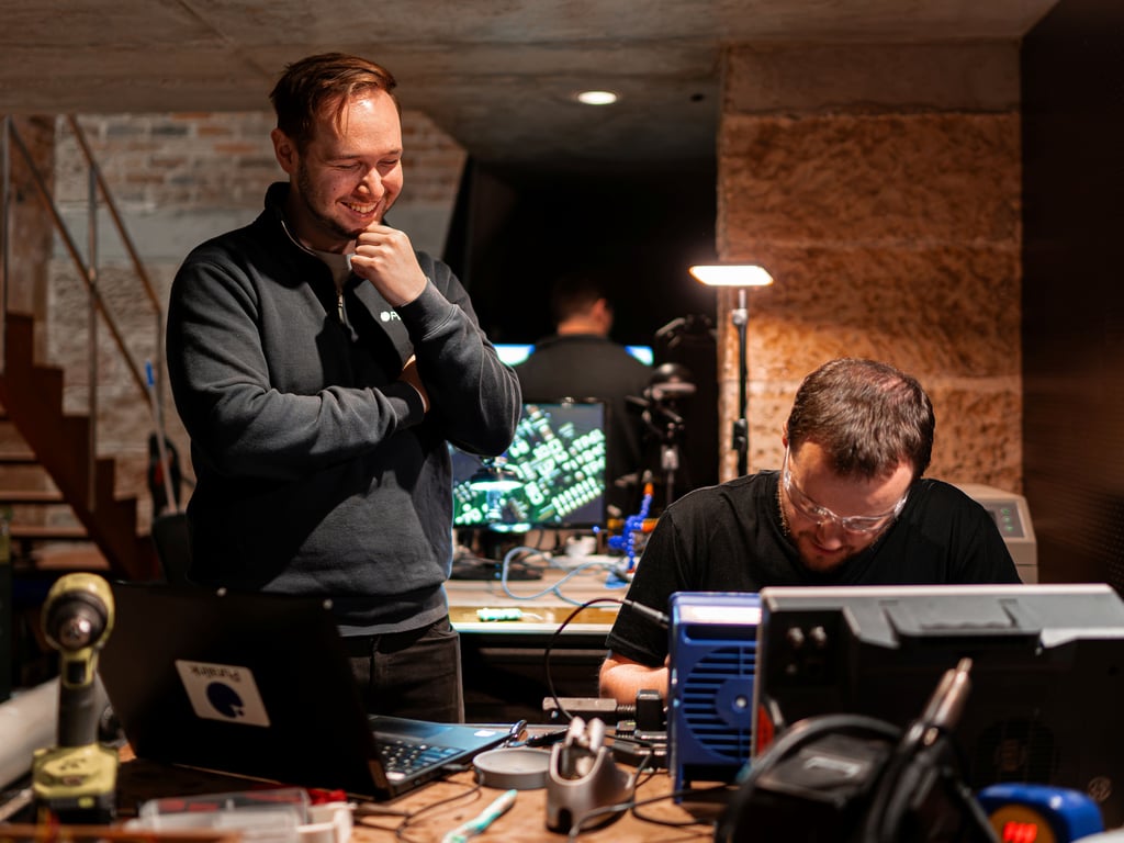 Puralink founder Harrison Crowe-Maxwell and employee Gavin Kocsis, who joined the company as an intern.