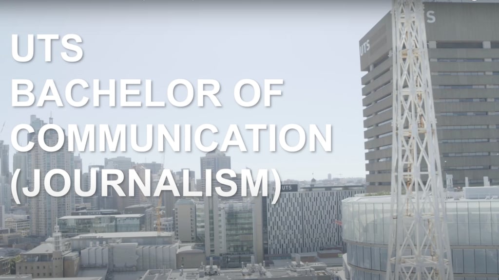 Video still from a You Tube video about the Bachelor of Communication (Journalism) offered by the University of Technology (UTS).