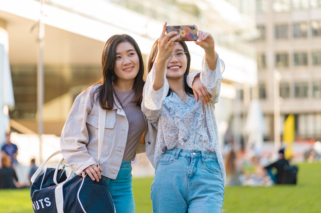 Two UTS students taking a selfie