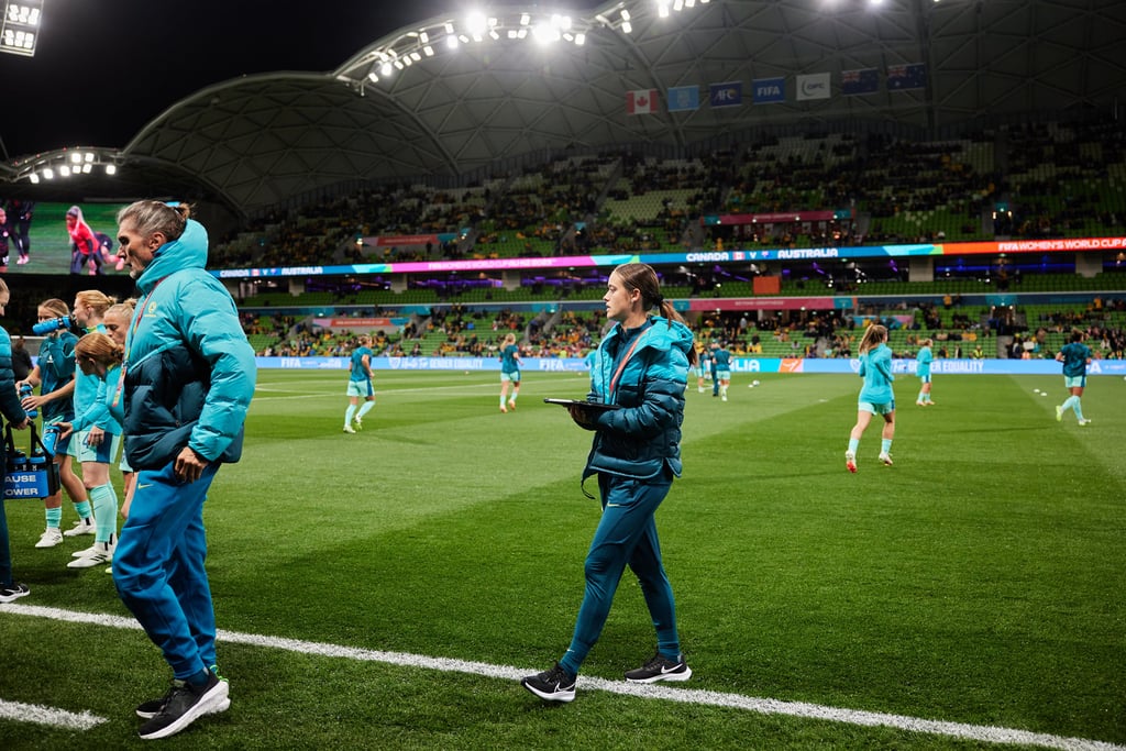 The Australian women’s national soccer team on the field