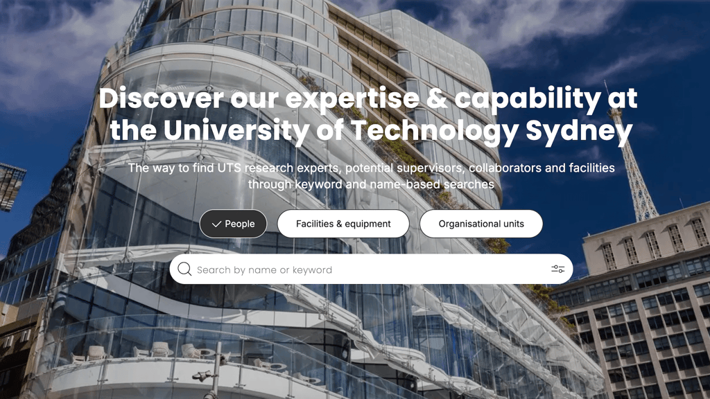 U-T-S Central building overlaid with text that reads: "Discover our expertise and capability at the University of Technology Sydney".