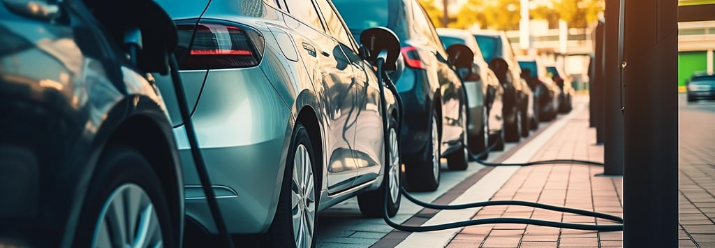 Public parking along the street with charging points for electric vehicles