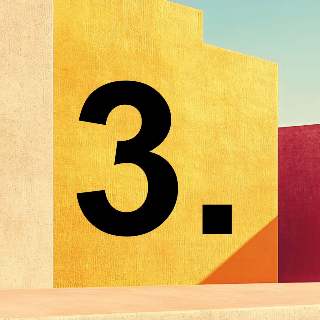 Number 3 with a yellow, red and green abstract background