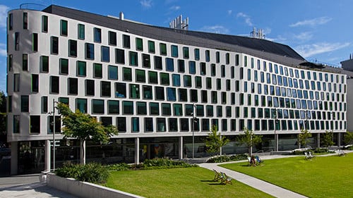 Building 7 facade from Alumni Green