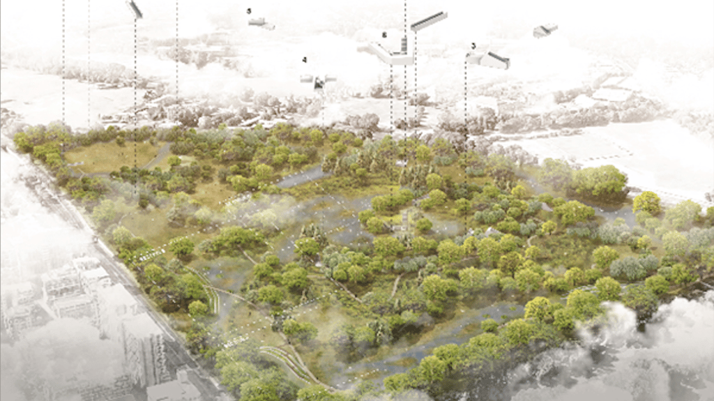 Design plans for a green space in an urban setting