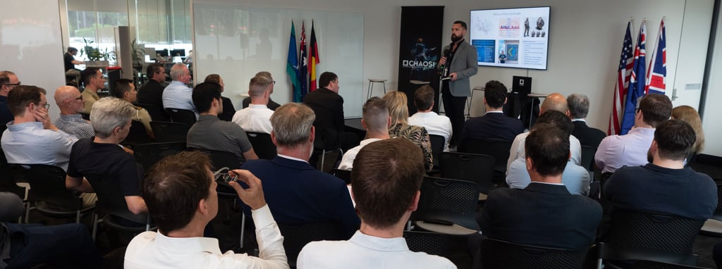 Benny Johanson, Founder & CEO providing the October Sky situation brief in Chaos1’s XLAB