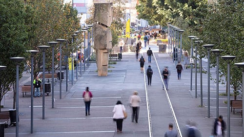 Pedestrians on The Goods Line