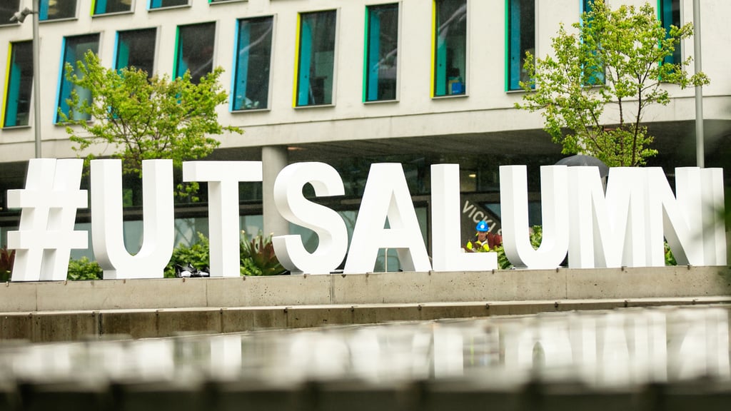 #UTSALUMNI sign on campus at UTS