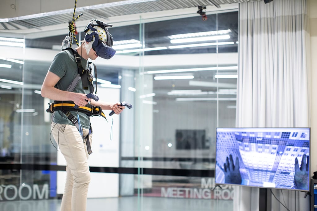 Person in a lab using virtual reality technology