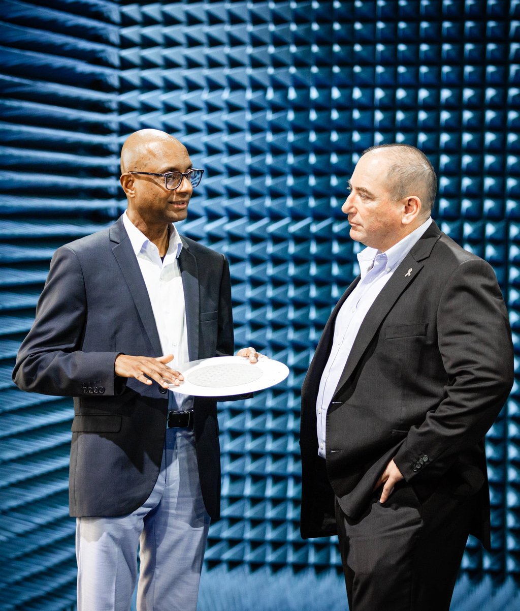 Photo of Professor Karu Esselle left and David Benchoam right