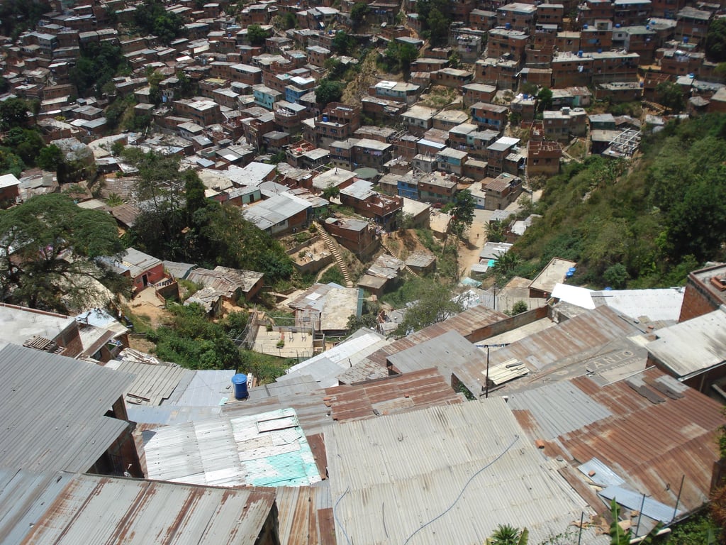 Arial image of streets and buildings in Caracas.