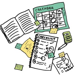 Illustration of study planner and checklists