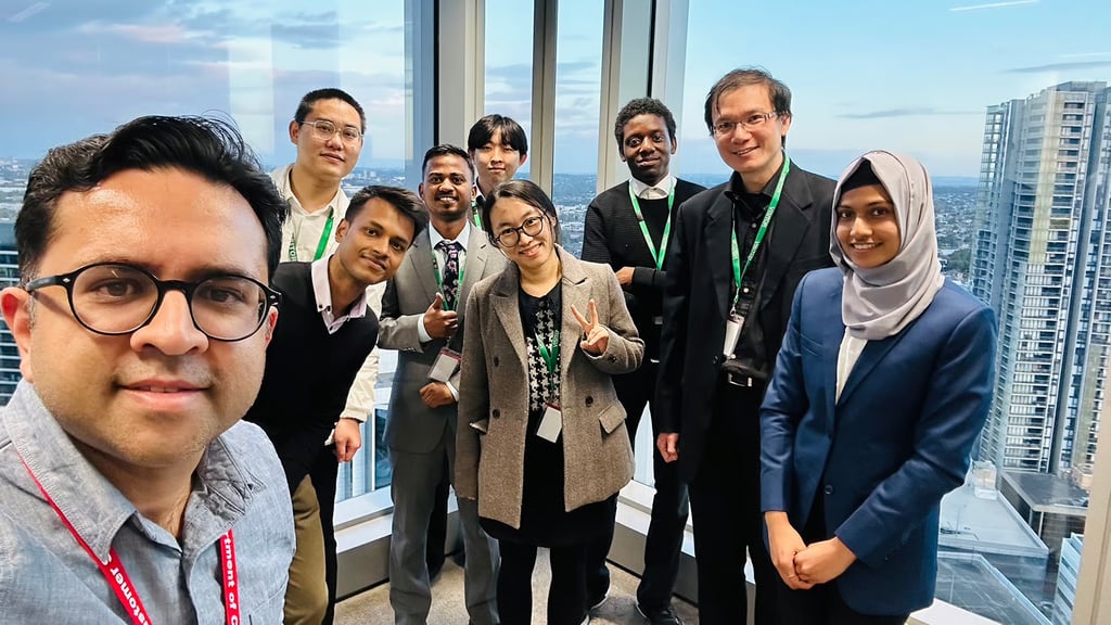 Group of students with internship host