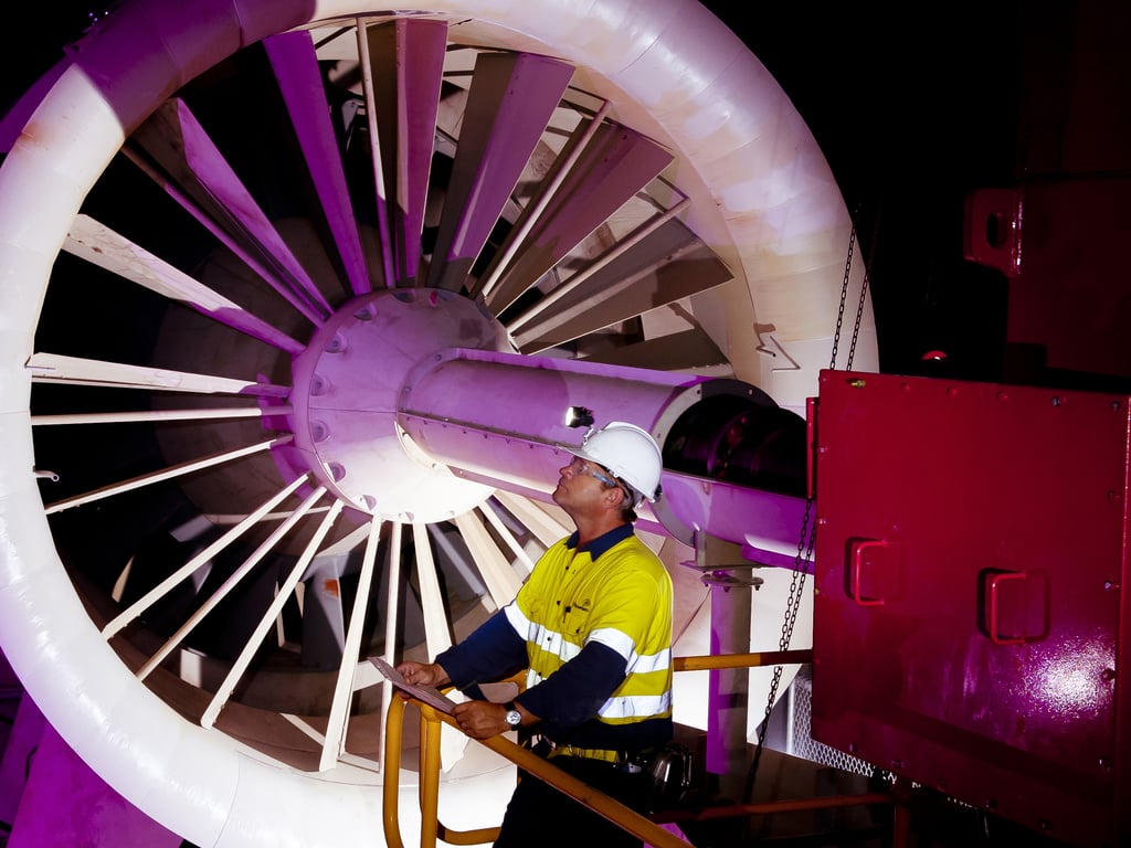 A technician operating a mine ventilation installation. Picture courtesy Howden.