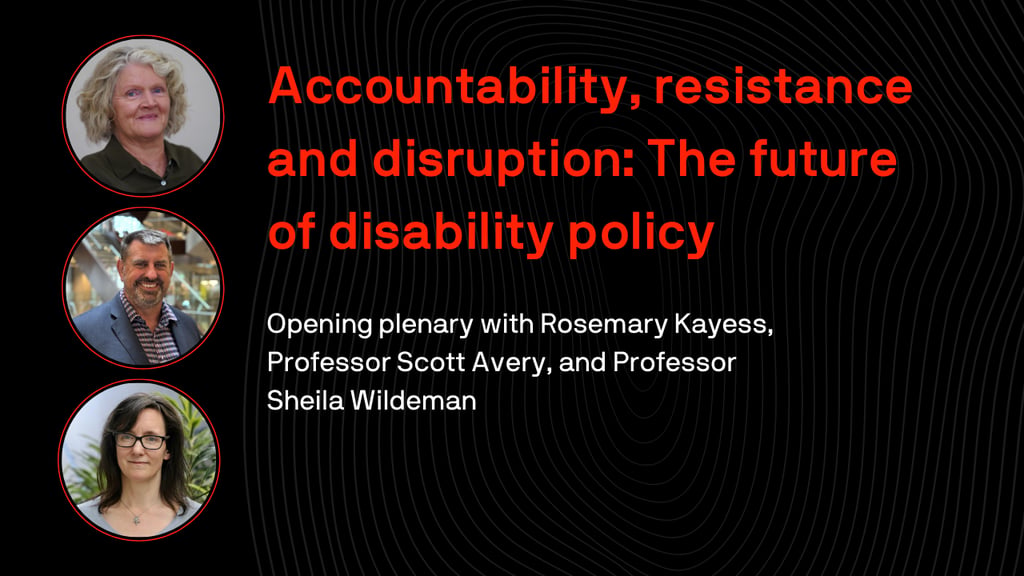 Thumbnail image with the title accountibility resistance and disruption and images of the three panelists
