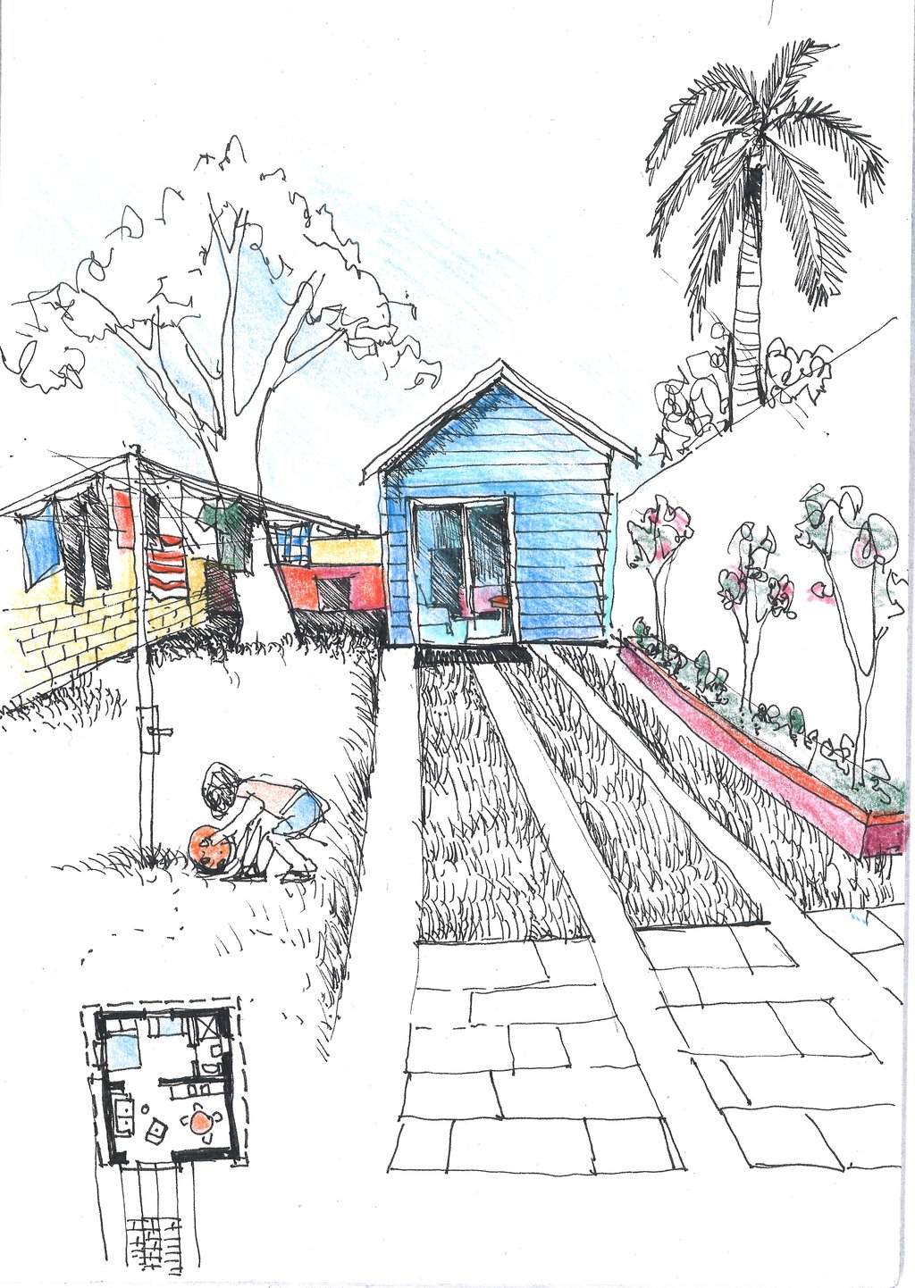 Drawing from Dr Samantha Donnelly’s Design Guide showing flexible living.