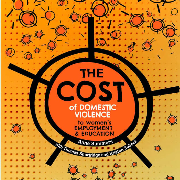 The Cost research report by Anne Summers. An orange cover with abstract circular designs.