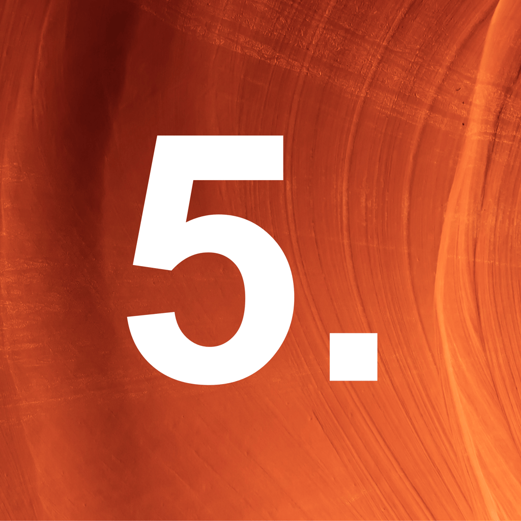 Number 5 with an abstract orange background