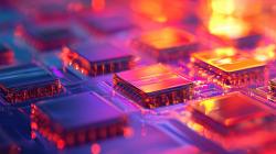 Editorial generated image of microelectronics on a circuit board