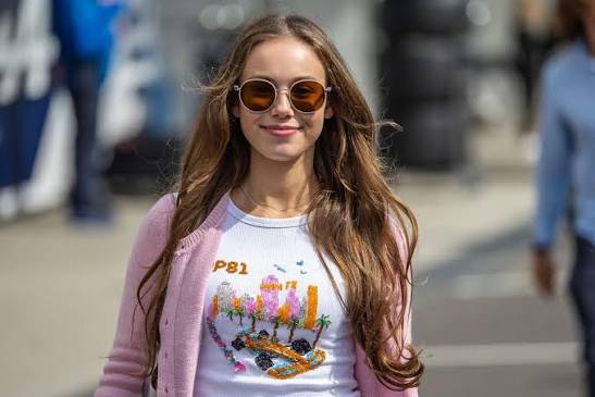 Shannon Ashley's custom made beaded f1 top for Lily Zneimer
