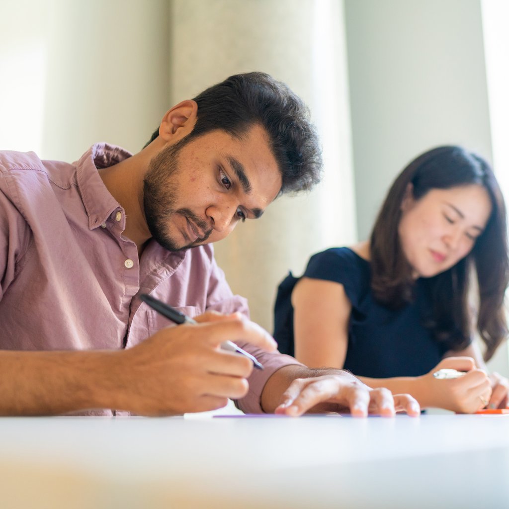 Students writing