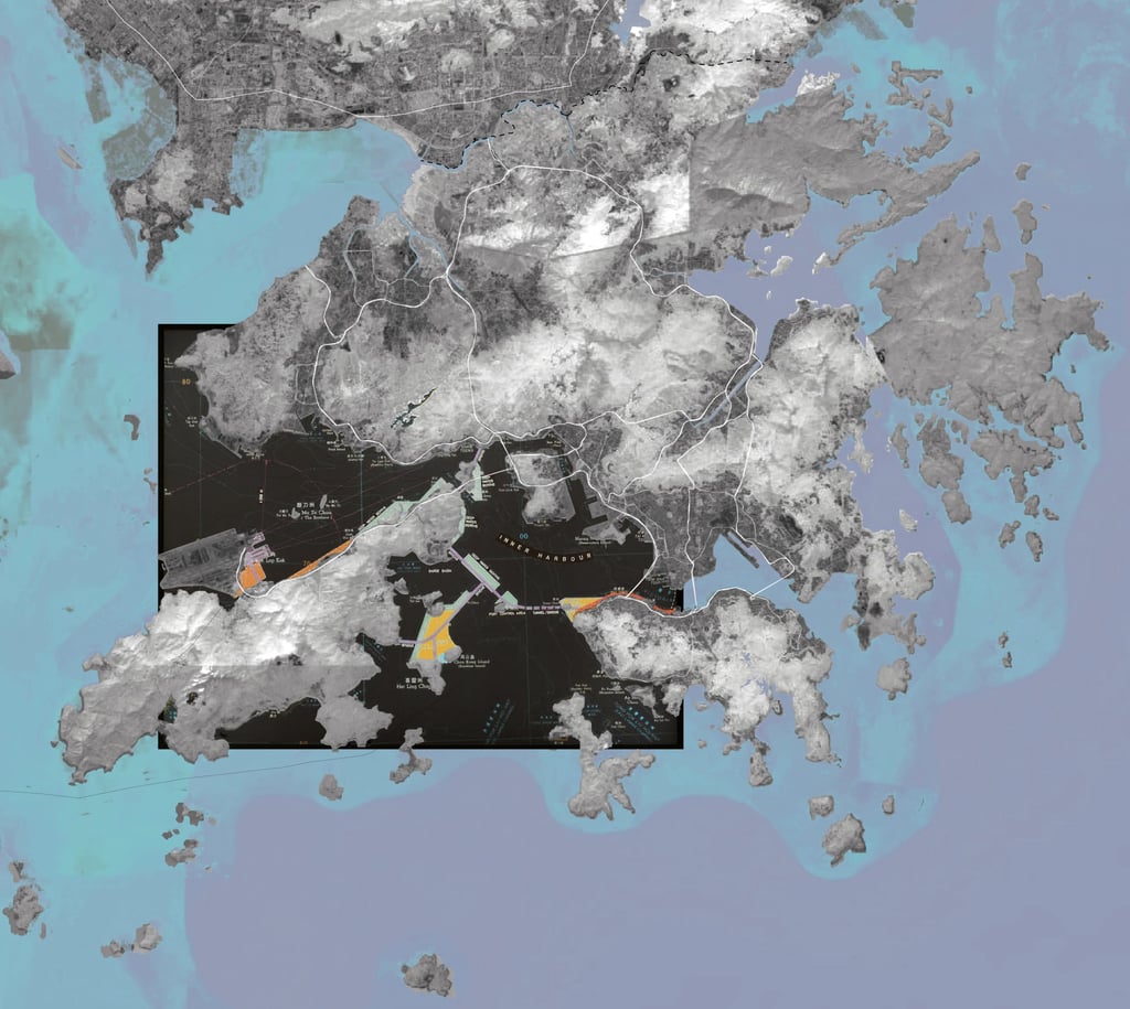 Arial image of Hong Kong showing the proposed artificial island