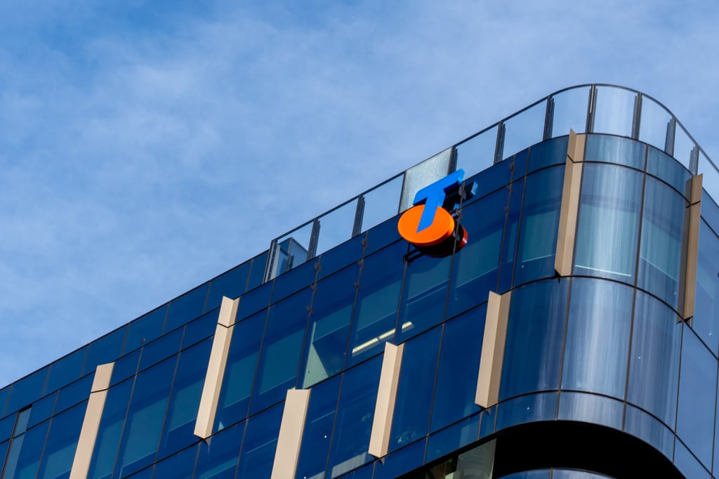 August 14, 2025: Telstra logo on the office building in Sydney, Australia. Telstra Group Limited is an Australian telecommunications company. Picture: JHVEPhoto/Adobe Stock