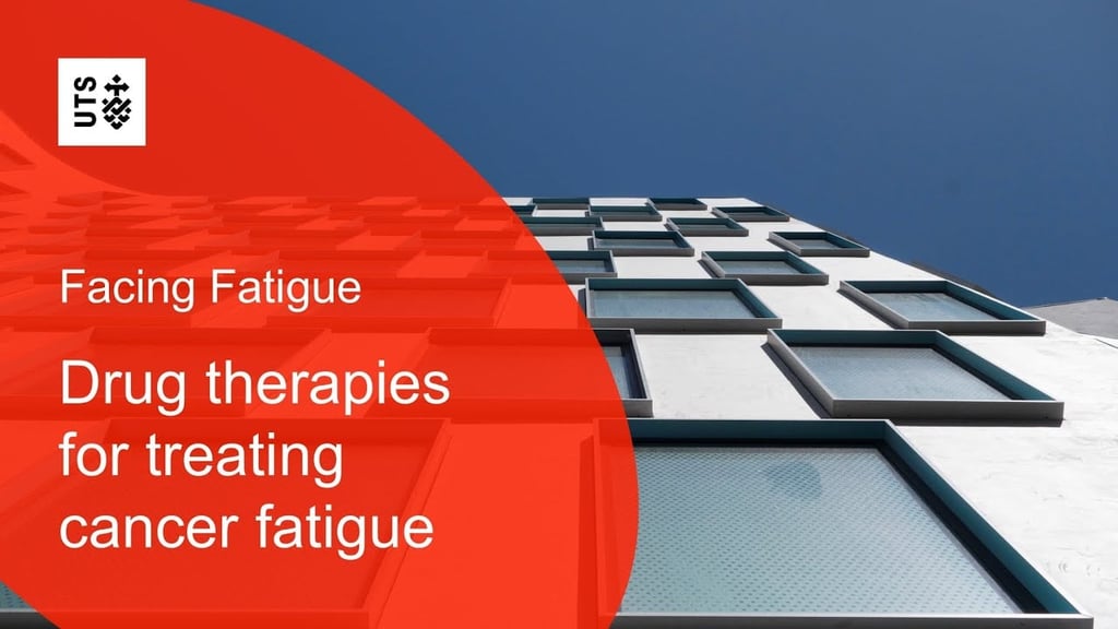 Promotional graphic for a UTS Cancer Symptom Trials (CST) virtual seminar titled Drug therapies for treating cancer fatigue.
