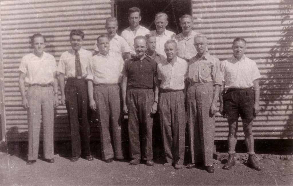 German internees, including some of the Dunera boys, at the Tatura Camp. Australian War Memorial, CC BY
