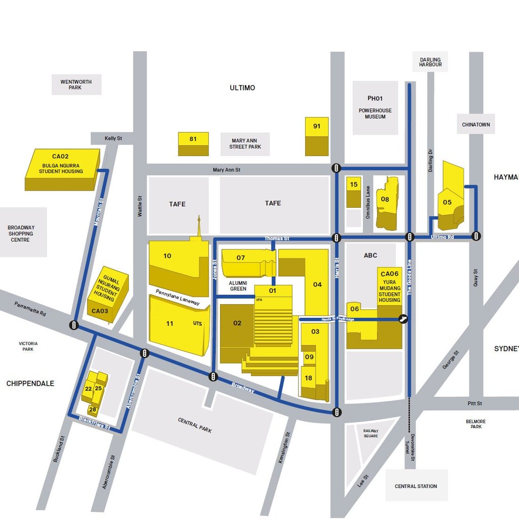 UTS campus map preferred paths